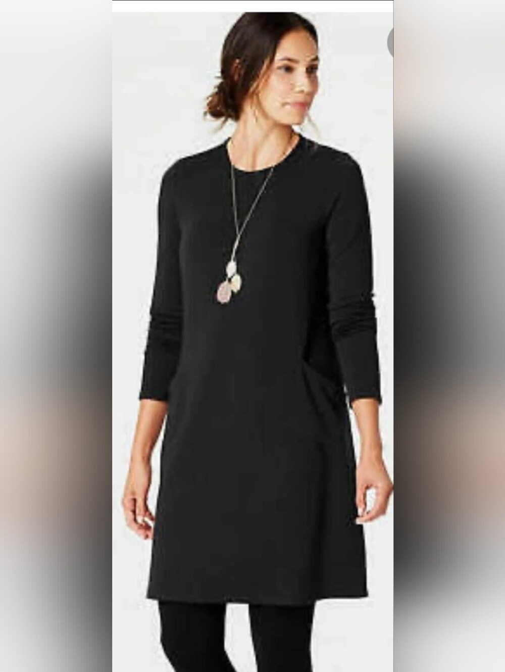 PURE JILL J JILL Black Long-Sleeve Shift Dress with Pockets SZ MEDIUM